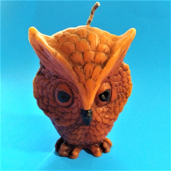 Vinatge Other - Owl Candle 🔥Rare Vintage Wax 1970's Unused Retro Bird Orange Black Molded Decor